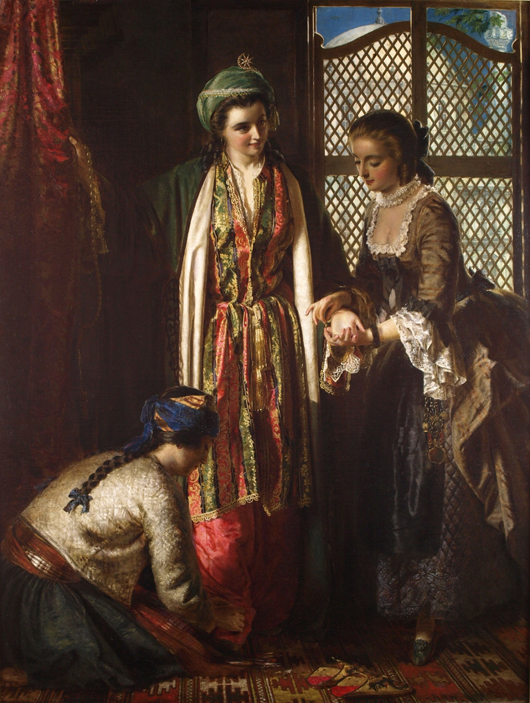 This oil on canvas titled ‘Lady Mary Wortley Montague in Turkey’ by Jerry Barrett (1824-1906) was among the highlights of the British Antique Dealers’ (BADA) Fair in Chelsea from March 19 to 25, where it sold at the asking price of £180,000 ($300,130) to a private UK buyer. Image courtesy of Sutcliffe Galleries.